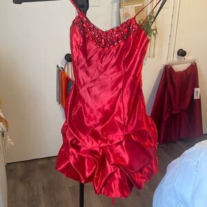 Vintage 80s retro bubble dress formal holiday cocktail red 13 jessica mcclintock